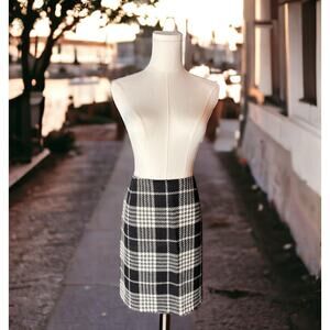 Eddie Bauer Skirt Womens 10 Black White Plaid Wool School Girl Y2K Preppy Mini